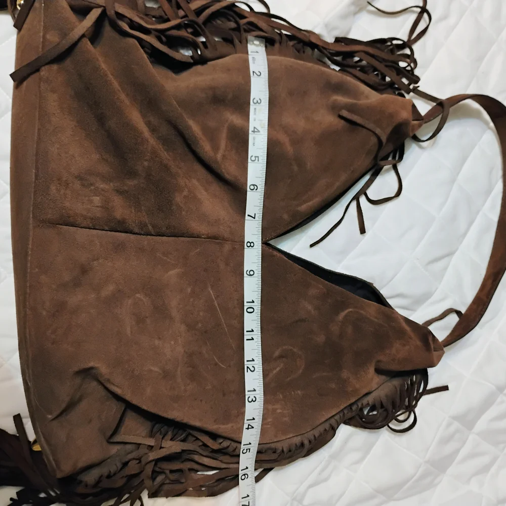 Brown Suede Fringe Hobo Bag - Picture 2 of 4